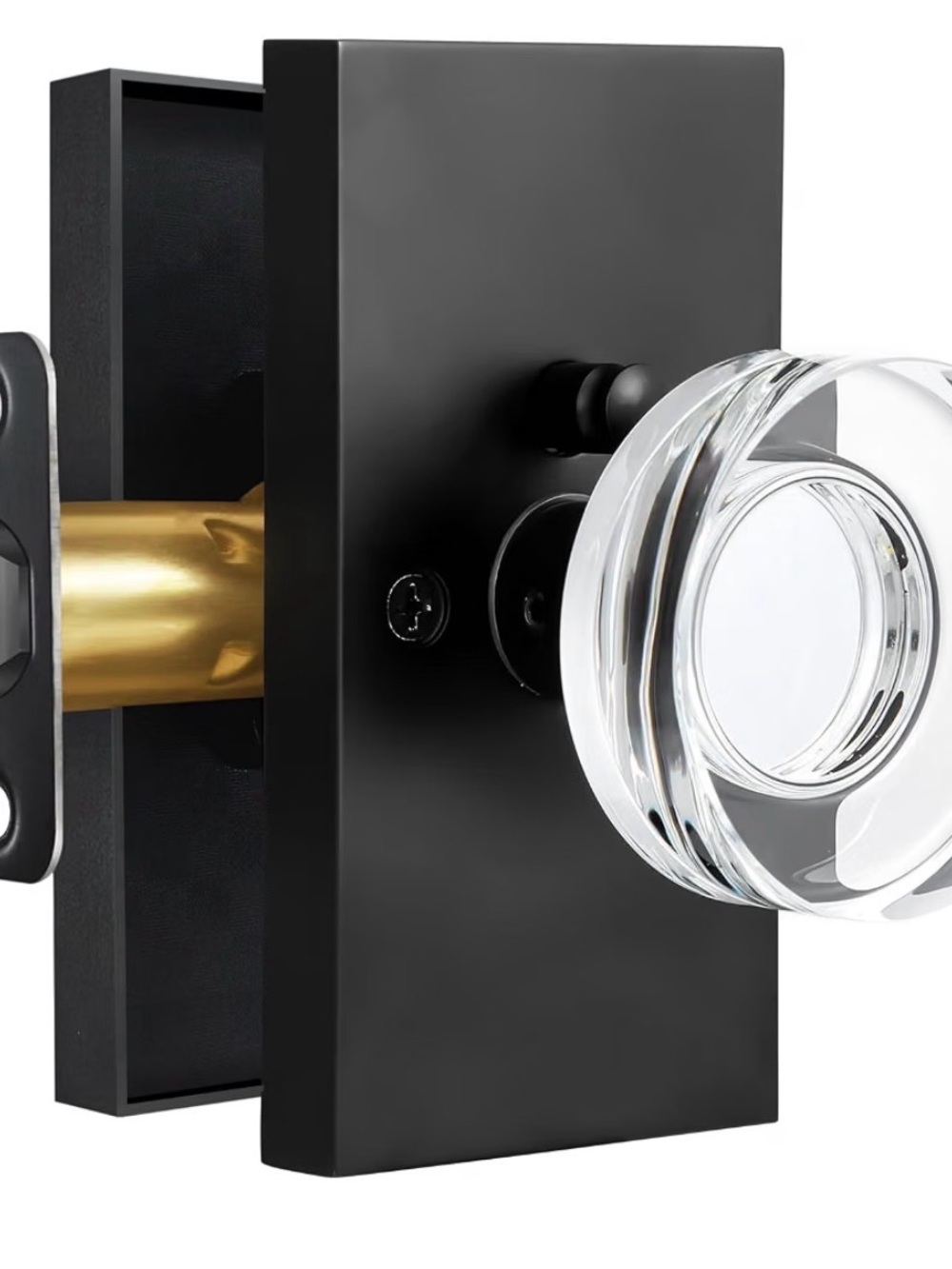 Clear Glass Crystal Door Knob with Matte Black Backplate
